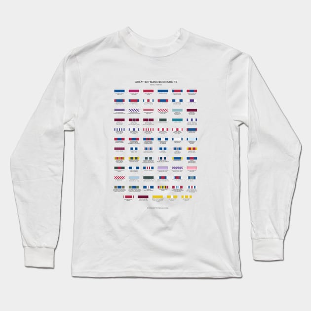 British Orders Decorations Military Medal Ribbons Long Sleeve T-Shirt by RetroGeek